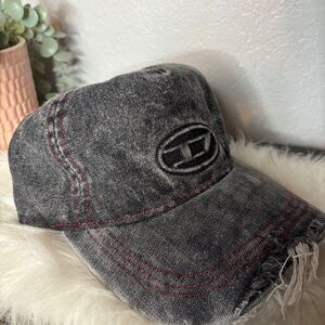 Distressed Diesel Black Denim Cap